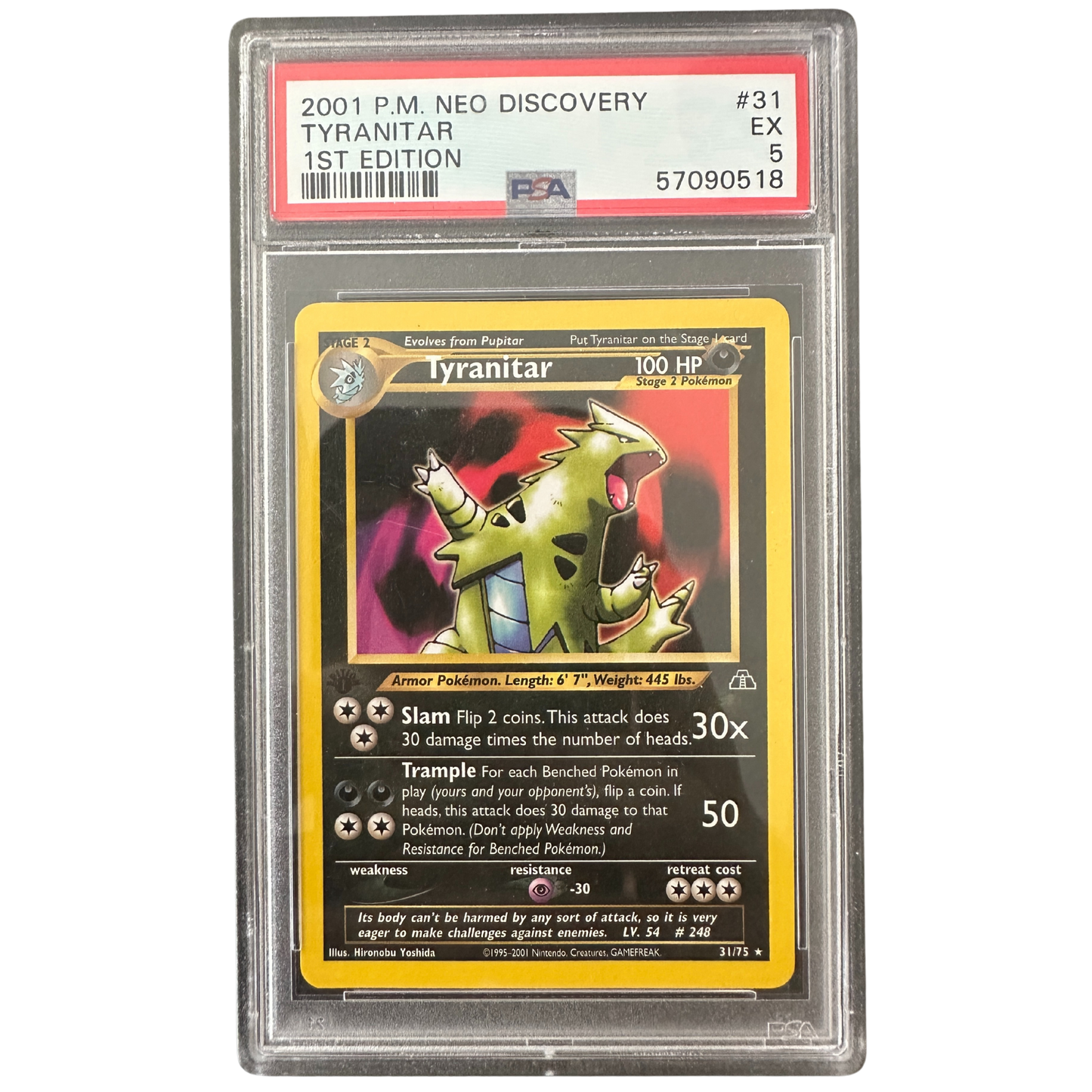 *Graded* PSA 5 2001 Tyranitar 1st Edition - Neo Discovery