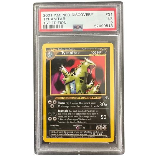 *Graded* PSA 5 2001 Tyranitar 1st Edition - Neo Discovery